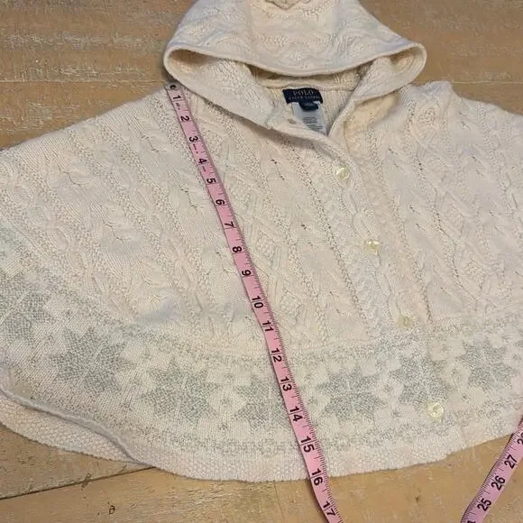 Polo Ralph lauren girls' cable-knit cape sz 4/5 - Picture 6 of 7